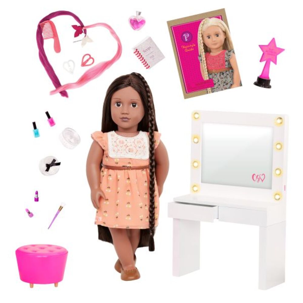 Our Generation Zuri with Glitz & Glamour Dressing Room Accessory Set 18" Doll